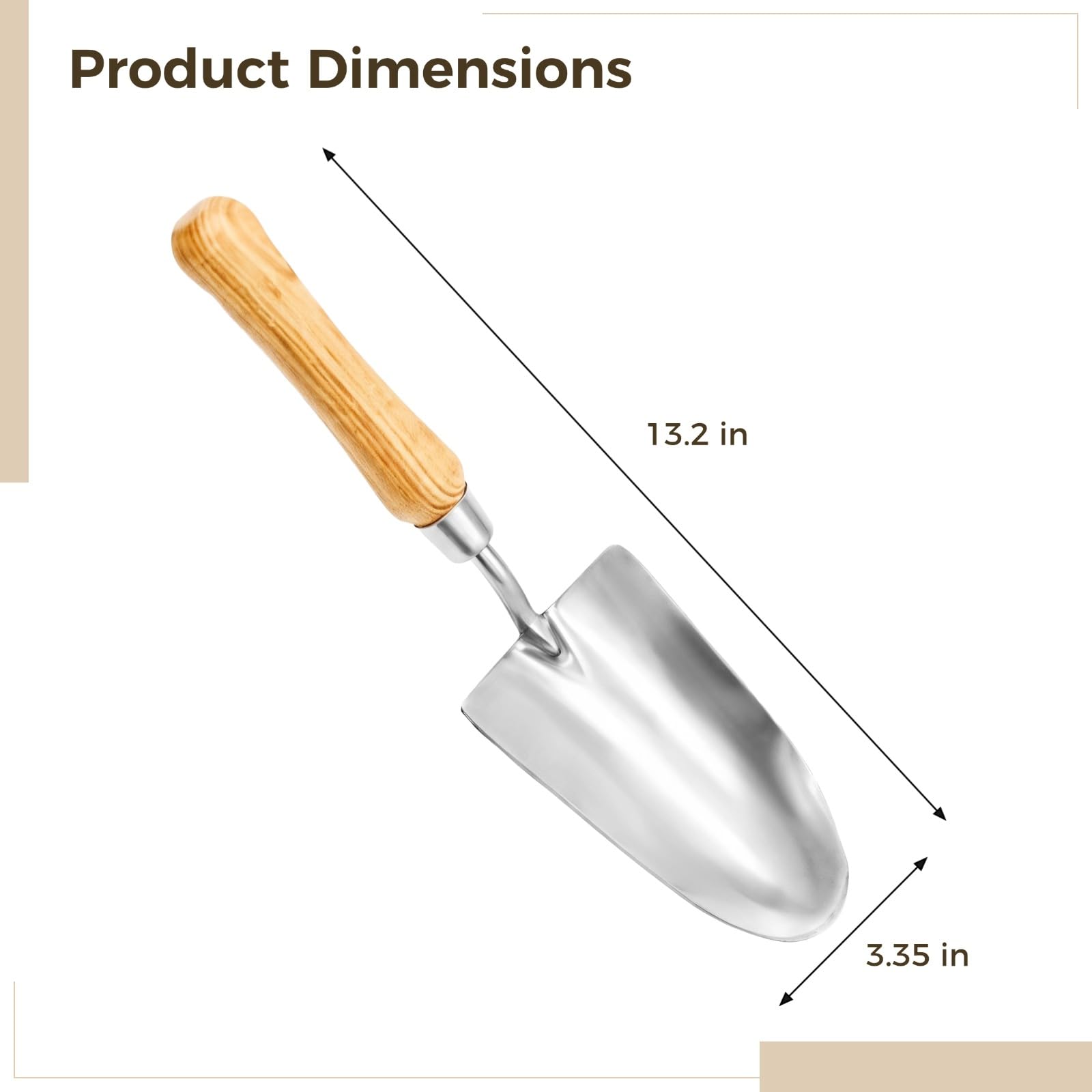 Transplantoir Ergonomique en Acier Inoxydable, Outils de Jardinage pour la Maison, Manche en Bois Confortable, formats Grand et Petit, repères de Mesure pour plantations en extérieur