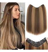 S-noilite One Piece Clip in Hair Extensions Balayage 18 Inch U-Shaped One Piece Weft Hair Extensi...