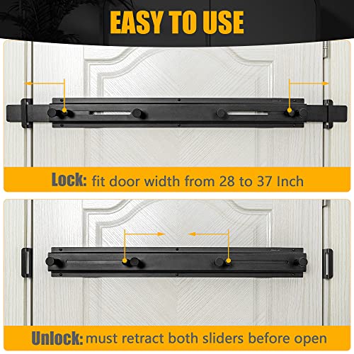Sihnman Door Bar Lock - Patented Door Barricade Security Bar - Home Safety Improvement, Door Reinforcement, Childproof, Break-in Prevention - Premium Grade Steel Door Mount for 26''-37'' Wide Doors
