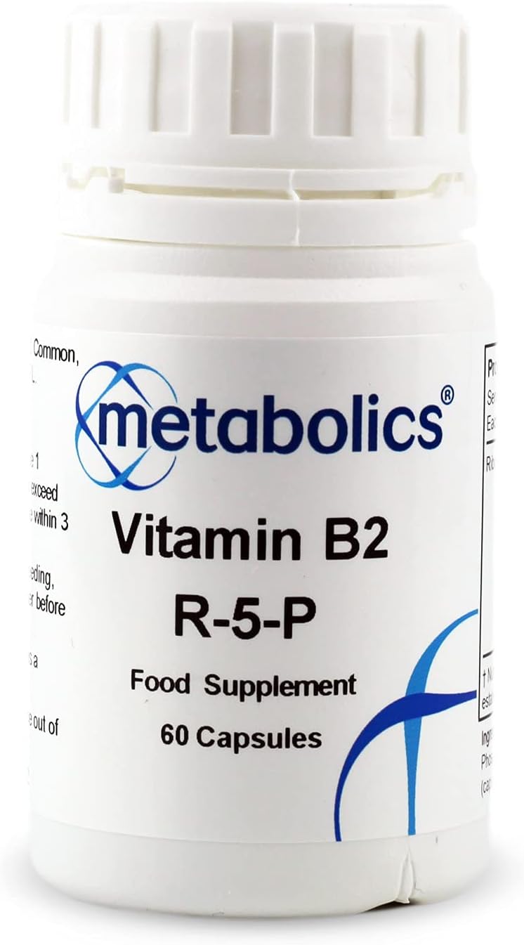 Metabolics Riboflavin 5-Phosphate 47.5mg | Active Vitamin B2 for Energy, Vision & Nervous System | UK Made, GMP Certified | Vegan | 60 Capsules