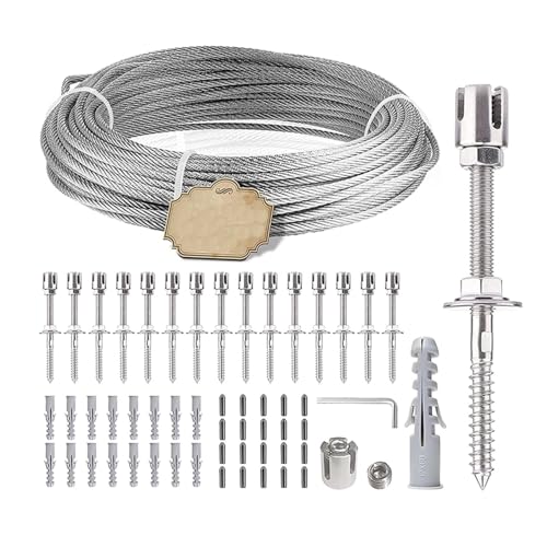 12/16/24m Steel Cable 8/12/16 Holders Wall Trellis Outdoor Trellis Wire Set with Wall Brackets DTVEW(24m)