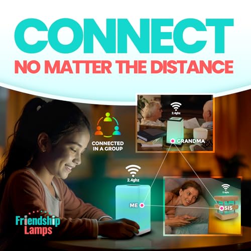 Filimin FriendLi - Subscription Required Wi-Fi LED Light for Long Distance Touch Lamp, Unique Gift for Connection, Best Friend, Relationship, Family, Friendship, Easy App Setup (Set of 4) by Filimin - Image 2