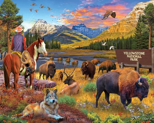 White Mountain Yellowstone 1000 Piece Jigsaw Puzzle National Park Puzzles Fall and Autumn Scene Large Pieces Gift for Adults and Family 24'x30'