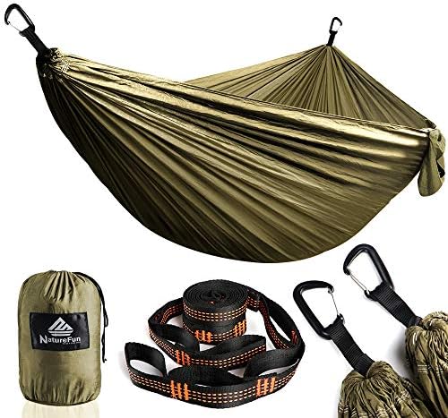 NATUREFUN Ultra-Light Travel Camping Hammock | 300kg Load Capacity,Breathable,Quick-drying Portable Hammock(275 x140cm) | 2 x Premium Carabiners,2 x Nylon Slings Included | Outdoor Indoor Garden
