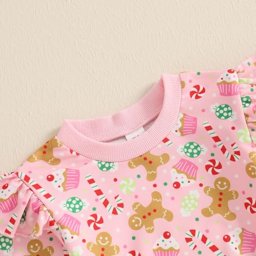 My First Christmas Baby Girl Outfit Infant Toddler Santa Claus Shirt Sweatshirt and Candy Cane Pants Clothes3