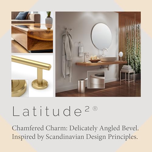 Image of Gatco 4231 Latitude II 18-Inch Towel Bar, Wall Mounted Bathroom Towel Holder, Brushed Brass, Total Length 20.63 inch