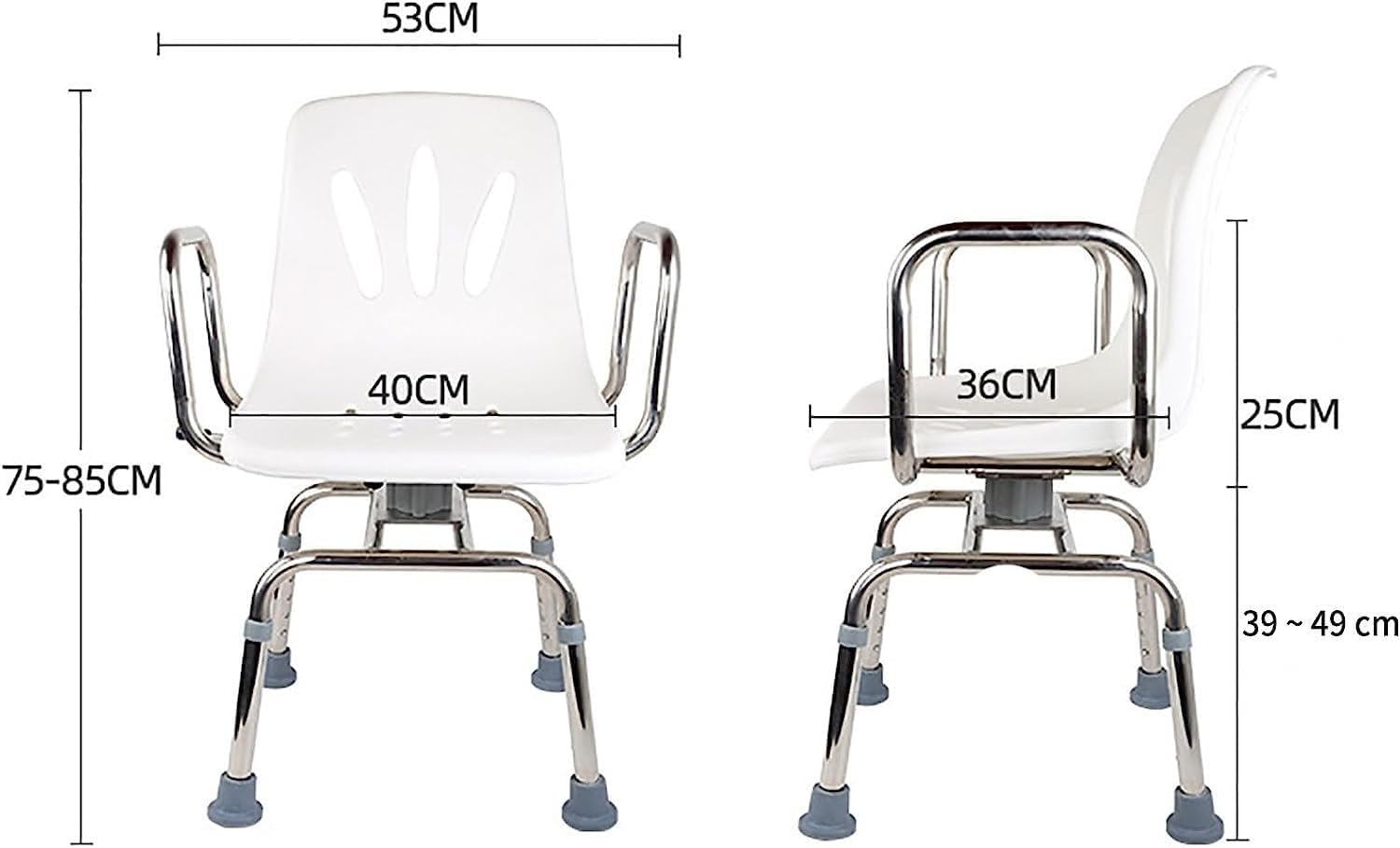 Silla De Ducha Giratoria, Silla De Ducha para Ancianos con Reposabrazos Y Respaldo, Taburete De Baño Regulable En Altura Silla De Baño para Discapacitados Y Bañera, hasta 150 Kg