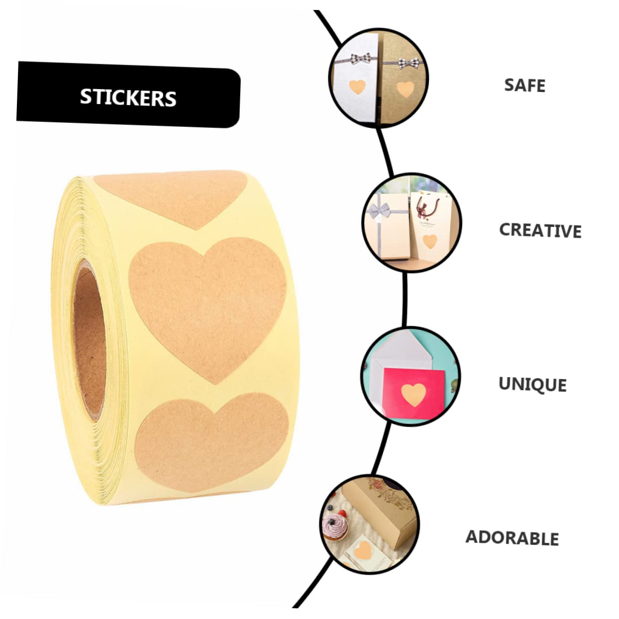 HOMSFOU 2 Set Adesivi Carta Kraft Set Etichette Naturali Per Decorazioni E Confezioni Per Scrapbooking E Regali Design E Personalizzabile 5 * 2