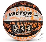 Vector X Power Rubber Moulded Indoor/Outdoor Basketball with Butyl Bladder, Black-White-Orange, Size: 3 (Suitable for Practice/Match/Training) + Free Air Needle