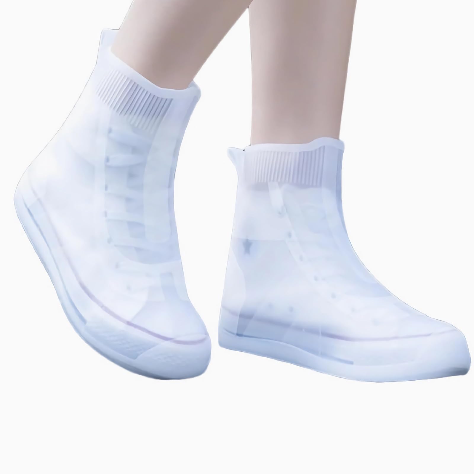 Couvre-Chaussures Imperméable en Silicone Blanc Anti-Glisse pour la Pluie