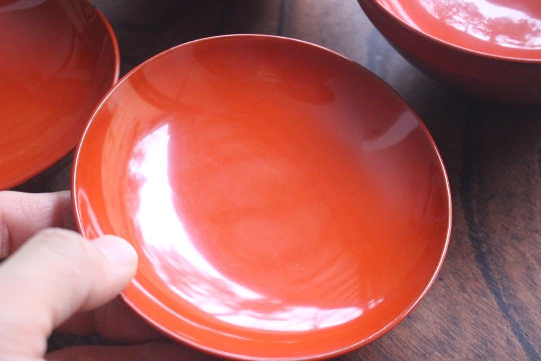 Amazon.co.jp: 傷有 時代朱漆に優美な貝蒔絵の映えるお椀2点（検