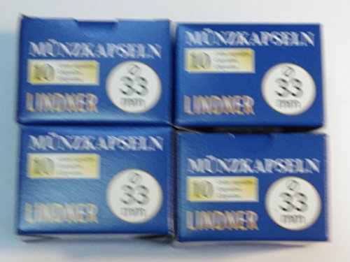 40 unidades Original LINDNER cápsulas de monedas 33 mm, para monedas de 10 u0080, 20 u0080, 25 u0080 y 10 DM