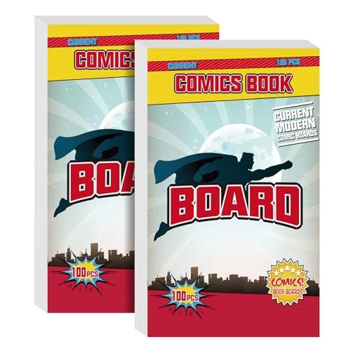 Image of 200ct Current Comic Book Boards, KKU 24 pt Acid Free Comic Book Backing Boards for Comic Book Storage, Thick and Durable Clear Morden Comic Boards White