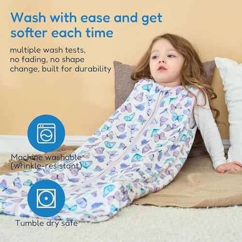 Image of TotAha Toddler Sleep Sack 2T-3T-4T for Girl, 0.5 TOG Summer Light Sleeping Sacks, Soft Wearable Blanket Baby Sleep Bag with 2-way Zipper,Butterfly