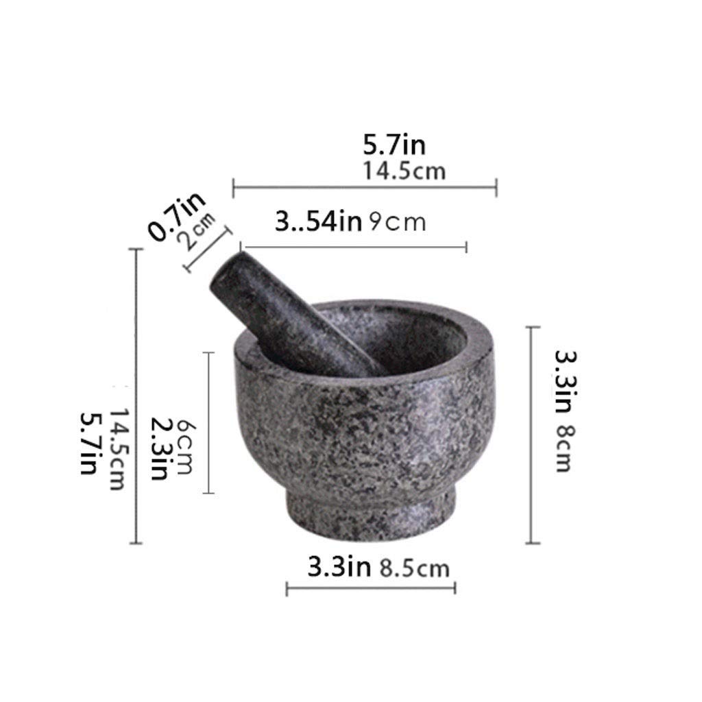 Stößel und Mörser, Premium-Stößel und Mörser aus massivem Granit, Gewürzbrecher, Mühle, Mahlpaste, Guacamole, Kräuter, Gewürze, Knoblauch, Ingwer