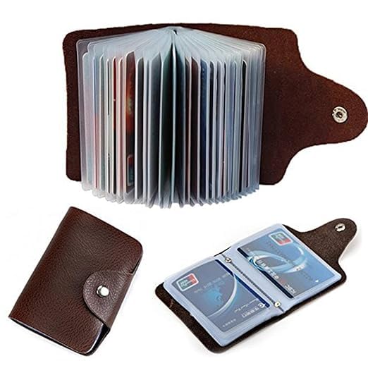 SF Live Soft Leather Credit/Debit Card Case Holder for Keeping ATM Cards, Business Cards, Visiting Cards, Id Cards - 26 Card Slots Brown-image-41