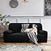 uxcell Stretch Sofa Cover Couch Covers Solid Classic for Sofas Armchair Universal Elastic Polyester Furniture with One Pillowcase Medium Black