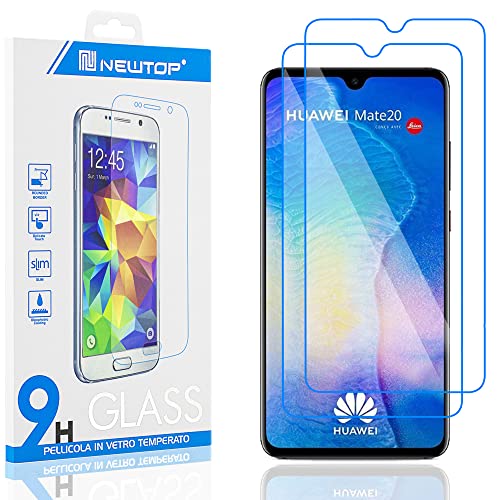 N NEWTOP Pellicola Compatibile con HUAWEI ASCEND MATE 20, GLASS FILM 0.3mm 9H Vetro Temperato Proteggi Schermo Display Anti Urto Protezione (2 Pezzi)