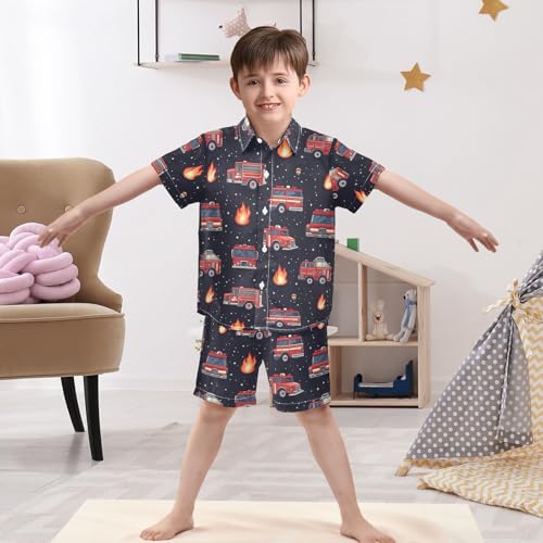 Image of Boccsty Red Strawberry Boy Summer Shorts Sets Hawaiian Toddler Boys T-Shirt & Pants 2 Pcs 3T-10T
