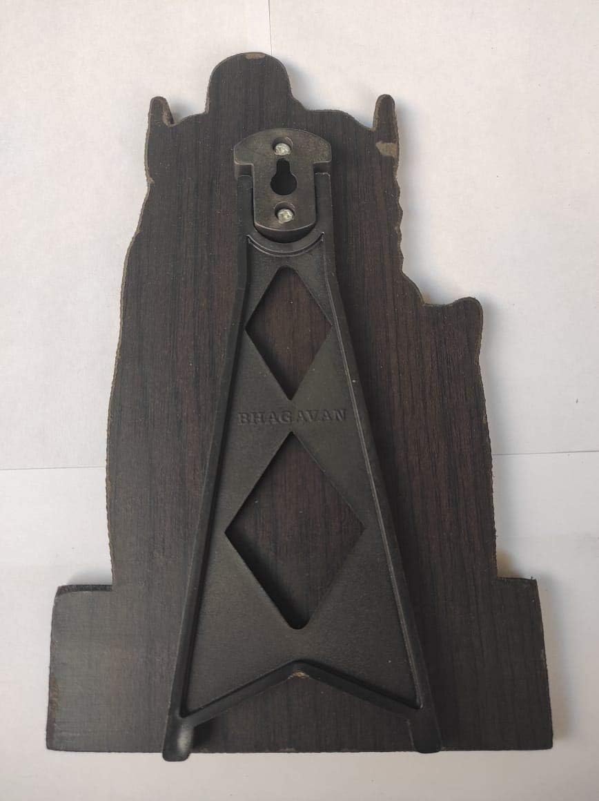 Vils Pondicherry The Holy Mother Divine Holy Blessing Wood & Plastic Photo Frame Cutout with Backstand for Pooja/Gift (3.5 inch X 6 inch)