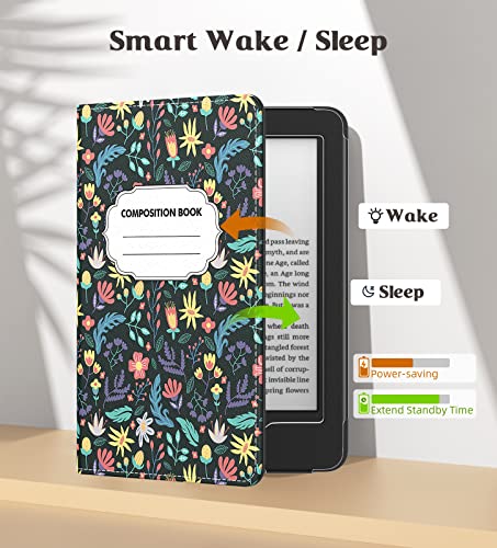 Image of MoKo Case for All-New 6 inch Kindle(11th Generation, 2024 /2022 Release) /(10th /8th Gen, 2019 /2016), Ultra Lightweight PU Shell Cover with Auto Wake /Sleep for Kindle 2024, Colorful Flowers