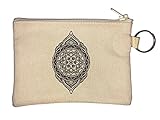 12,5 x 9 cm Symetry Mandala Meditation Psicodélico Arte Gráfico Llavero Monedero Beige, beige, Talla única,