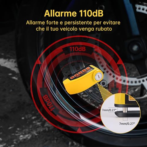Zeleny PC1409 Alarm Disc Lock Motorcycle Locks Anti Theft Motorcycle Disc Lock 110Db 7Mm Pin thumb #1