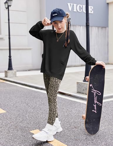 Arshiner Girls Long Sleeve Shirts with Pockets Crewneck Soft Casual Raglan Kids Blouse Tee Tops4