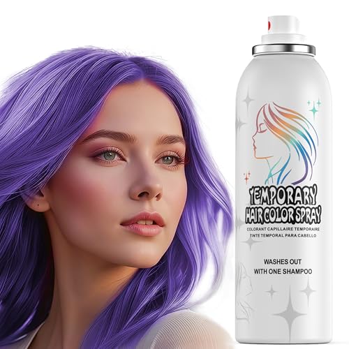 Spray colorant temporaire pour cheveux, 150 ml, spray instantané pour adultes et enfants, lavable et non collant, formule douce, violet, pour Halloween,...