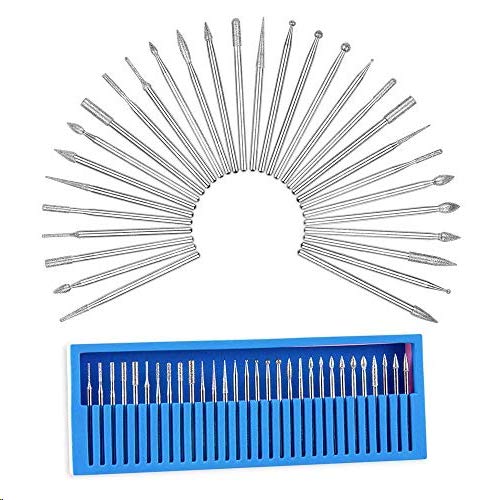 30pcs 3/32 inch Carbide Rotary Burr Nail Drill Bit, Professional Acrylic Nail File Drill Bit for DIY Nail Drill Manicure Pedicure Cuticle Nail Polishing