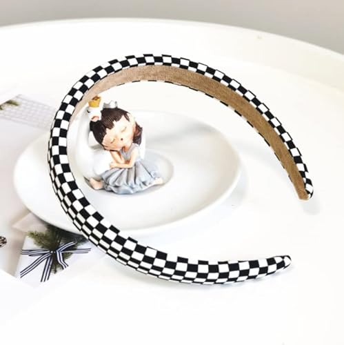 Duehut Checkered Headband. Plaid Hair Accessories For Women. Black And White Check Headband For Women And Girls. Christmas Party Hair Accessories. thumb #4