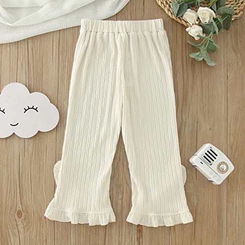 Moonker Baby Girls Soft Baggy Pants Elastic Waist Pleated Boho Trendy Casual Bell Bottom Pants Loose Toddler2