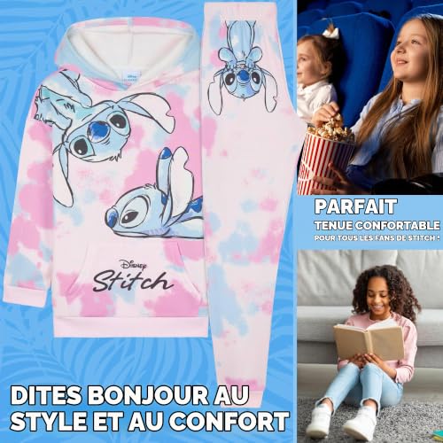 Disney Stitch Survêtement Fille Ensemble Enfant 2 Pièces Hoodie Pantalon Jogging Vêtements Fille Ado Tie-Dye Sport Idée Cadeau (11-12 Ans, Multi Tie Dye) – vue 2