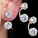 Polytree Women Fashion Drop Ear Studs Jewelry Double Rhinestone Ear Jacket Earrings Gift by Polytree
