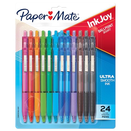 Paper Mate InkJoy 300RT - Bolígrafos retráctiles, punta media (1,0 mm), colores surtidos, 24 unidades
