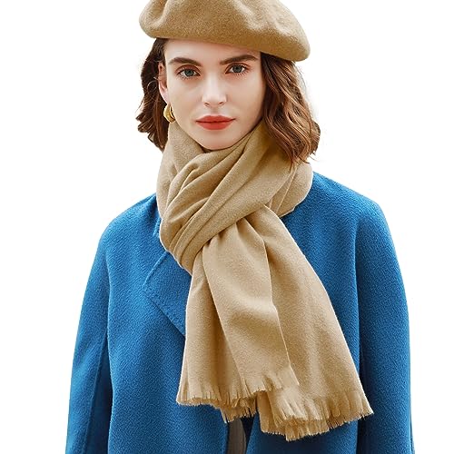 Grand pashmina de mariage pour femme, écharpe douce camel taille L pour hiver