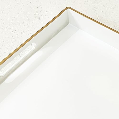 Miniatura 108 de Bandeja de servir rosa con asas, bandeja decorativa rectangular para mesa de café, bandeja otomana de plástico para sala de estar, baño, mesa