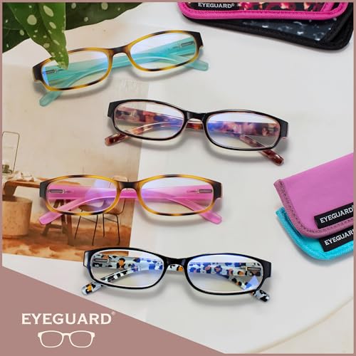 Image of EYEGUARD 4 Pack Blue Light Reading Glasses for Women Computer Readers Fashion Spring Hinge Eyeglasses 1.50