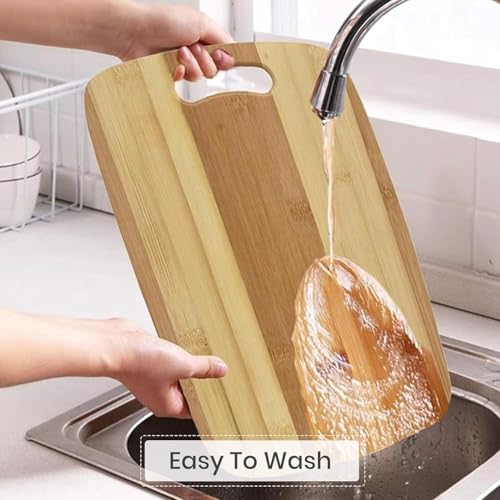 Image of Yellow Weaves Bamboo Wood Chopping Board Cutting Board with Juice Groove for Vegetables, Fruits, for Kitchen Use, Eco Friendly, BPA Free, Anti Microbial (20 x 30 CM, 2 CM Thickness)