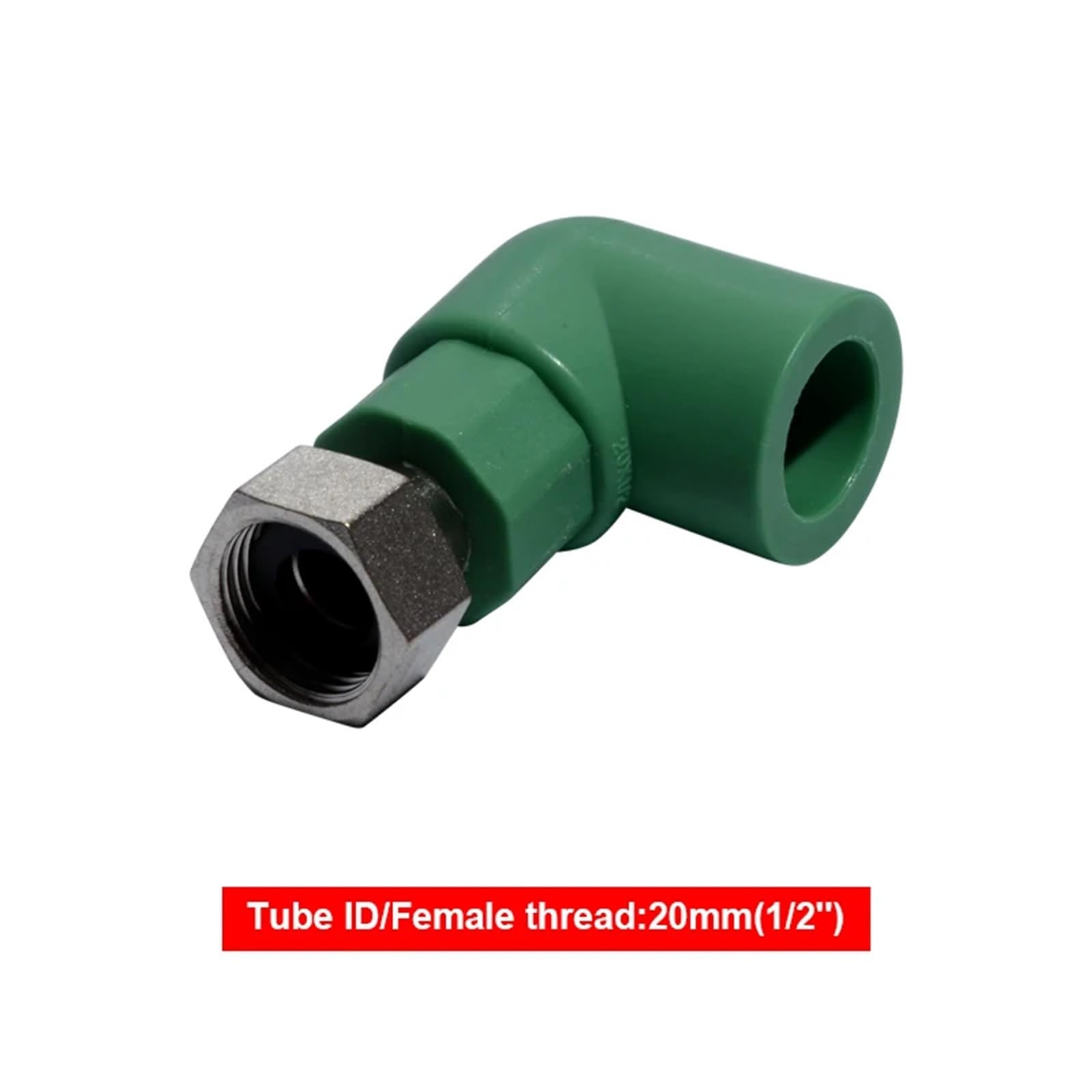 Conector de unión de hilo femenino for tubería de agua PPR, junta de tubería de 20mm, 1/2 pulgadas, conector de instalación de tubería de suministro de agua, 1 Uds.(Green Elbow)