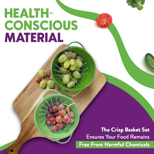 Crisp TCR70109 2-Piece Mini Colander Berry Baskets With Handles - Food Strainers thumb #5