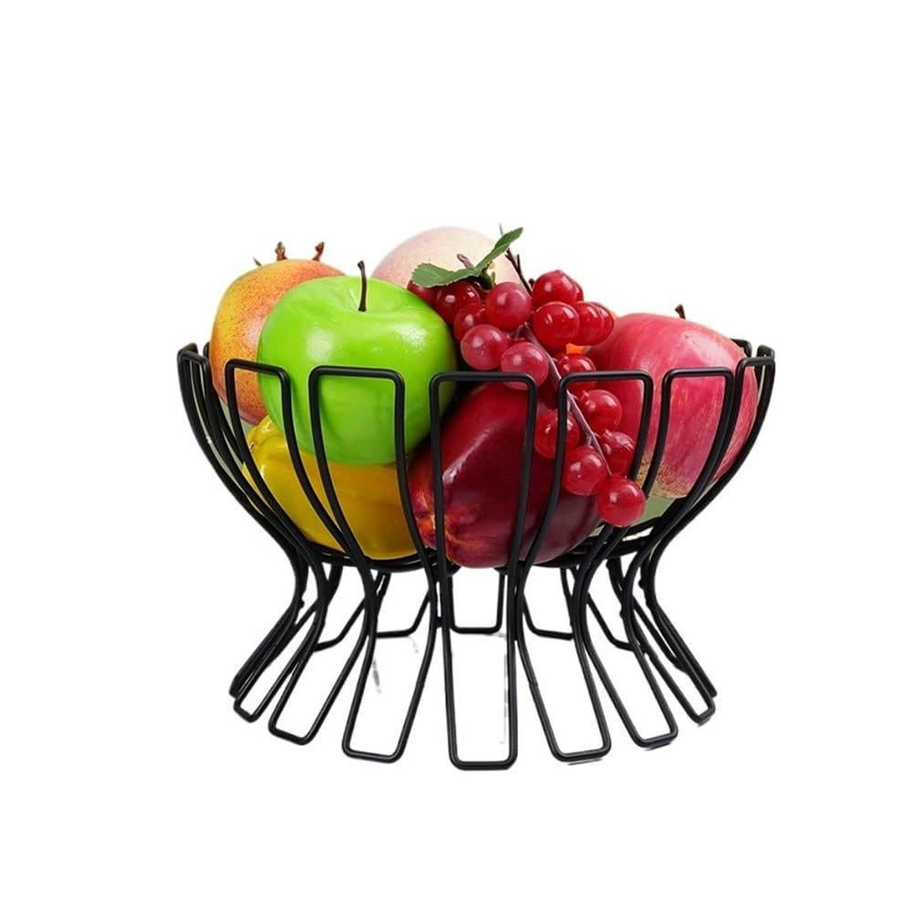 HLHLOP777 Fruit Bowl Fruit Basket, Keeps Fruits and Vegetables Fresh,Countertop Metal Bowls for Kitchen Fruit Basket(Black)
