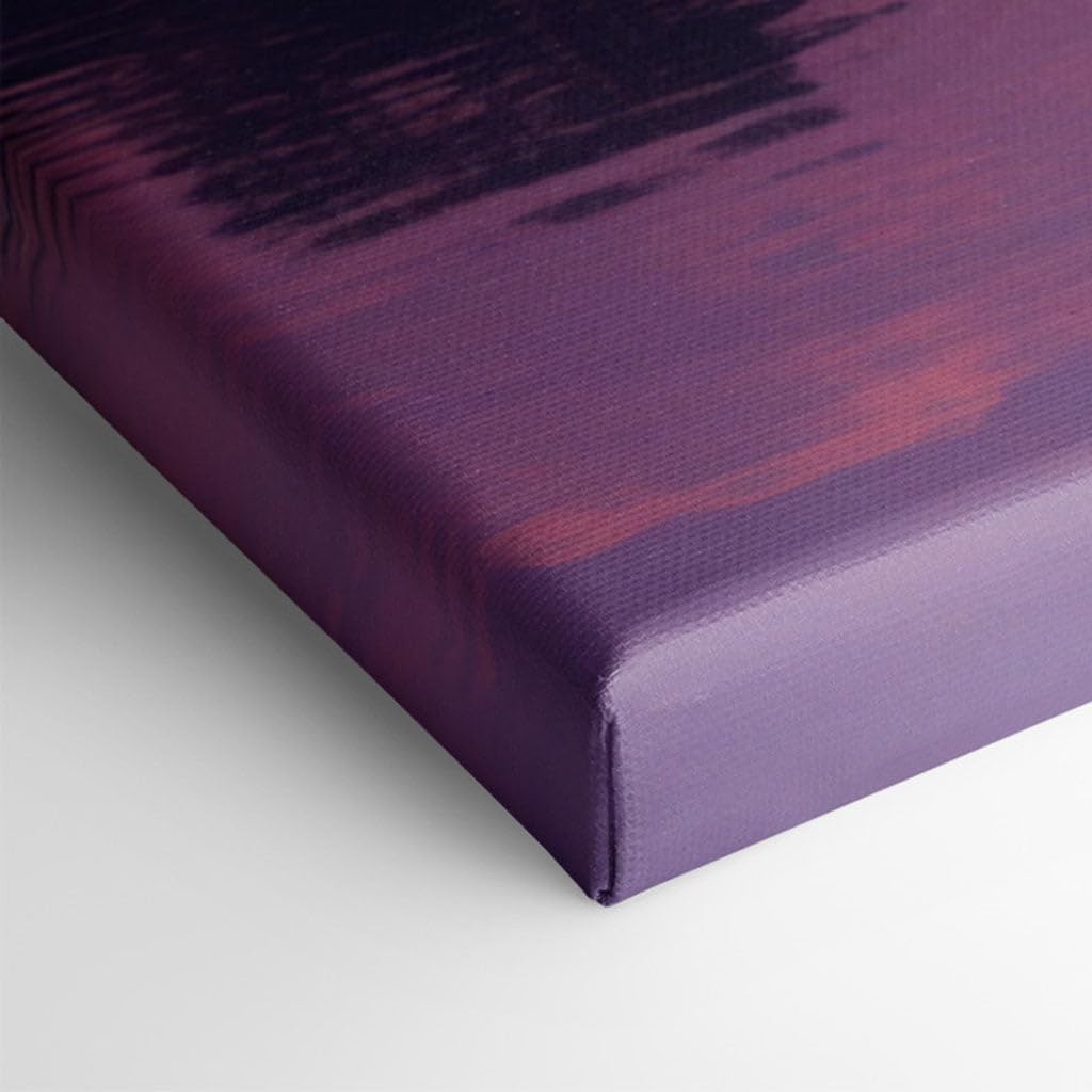 Canvas for Living room. Twilight Reflections on Serenity's Stream - Capturing Nature's Enchanting Hues, 27 x 18 inch Canvas Wall Art - Ready to Hang - 69x46 cm (27x18 inch)
