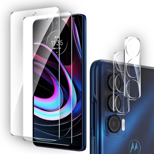 RONFUS 2+2 Pack Tempered Glass Screen Protector for Motorola Edge 2021 / Motorola Edge 5G UW with Camera Lens Protector Ultra HD 9H Hardness Case Friendly
