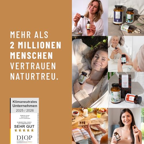 NATURTREU Ruhewurzel - Ashwagandha KSM-66® hochdosiert 120x Kapseln - 600 mg Ashwagandha pro Tag - Komplex aus Ashwagandha-Wurzelextrakt & Ashwagandhawurzelpulver - Vegan