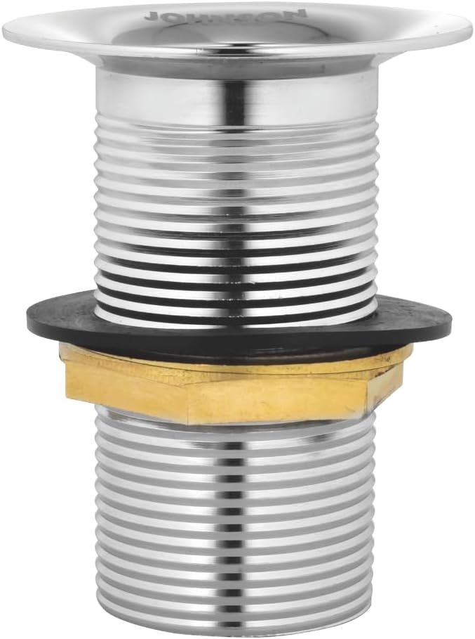 Johnson Brass 2.5 inch 84mm Waste Coupling| Full Thread Waste Coupling for Wash Basins| White Chrome Drain Outlet