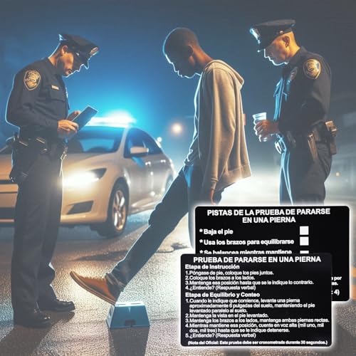 3PCS/Set Spanish SFST Instruction Card with Wallet, Black Metal Standardized Field Sobriety Test Card Police Law Enforcement Accessories (sp-black-3pcs)4