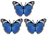 Graphic Dust Pack 3 Blue Butterfly Iron On Embroidered Patches Applique Backpack Dress Jean Shirt Jacket Bag DIY