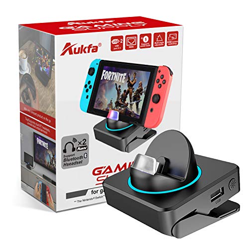Bluetooth Switch Dock for Nintendo,Aukfa Adjustable Switch TV Dock Station,Type-C Input Interface 4K