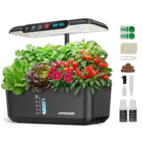 Ahopegarden Hydroponics Growing System: 10 Pods Temp ＆ Humidity Display